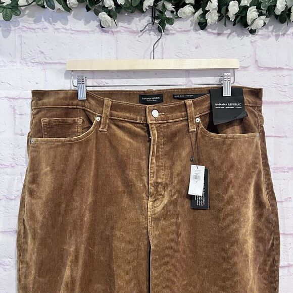 Banana Republic Premium Denim High Rise Straight Ankle Corduroy Pants 34 Cotton - Picture 3 of 8